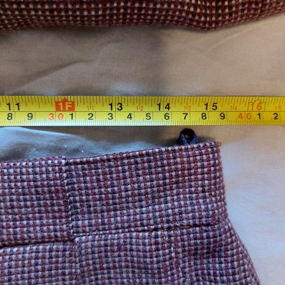 Robert Chayenko Paris 80's Wool/Leather Brown Skirt Suit Set (Size L) - Picture 11 of 14